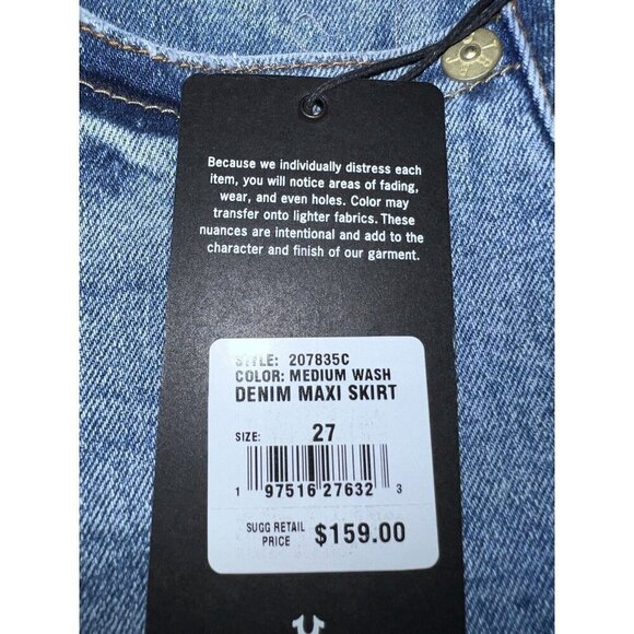 NWT LUCKY BRAND Denim Medium Wash Maxi Skirt w Front Slit Size 4/27 - Picture 10 of 10